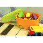 Stackable Toy Storage Boxes with Wheels, Set of Small and Large, Orange