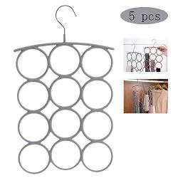 HJYPYJ Magic Hanger,Multifunction Magical Hangers,Home Tie Scarf Storage Hanger,Space-Saving Organizer Hangers, Reasonable Spacing/Gray / 5 pcs