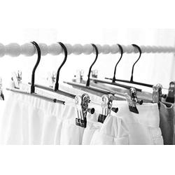 6PCS Pant Skirt Hangers , Clothes Closet Space Saver With 2 Mental Adjustable Clips , 12.2