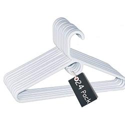 1InTheHome Heavy Duty White Hangers Tubular Plastic Hangers, Set of 24 (Heavy Duty)