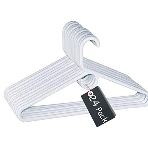 1InTheHome Heavy Duty White Hangers Tubular Plastic Hangers, Set of 24 (Heavy Duty)