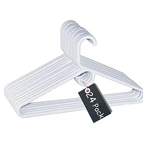 1InTheHome Heavy Duty White Hangers Tubular Plastic Hangers, Set of 24 (Heavy Duty) 1InTheHome Heavy Duty White Hangers Tubular Plastic Hangers, Set of 24 (Heavy Duty)