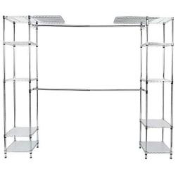 EnjoyShop Expandable Free Standing Closet Clothes Hanger Rack Premium and Sturdy Steel Framework