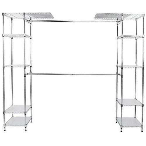 EnjoyShop Expandable Free Standing Closet Clothes Hanger Rack Premium and Sturdy Steel Framework EnjoyShop Expandable Free Standing Closet Clothes Hanger Rack Premium and Sturdy Steel Framework
