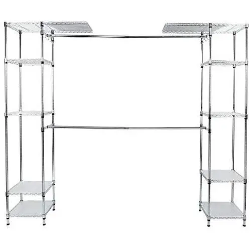 EnjoyShop Expandable Free Standing Closet Clothes Hanger Rack Premium and Sturdy Steel Framework