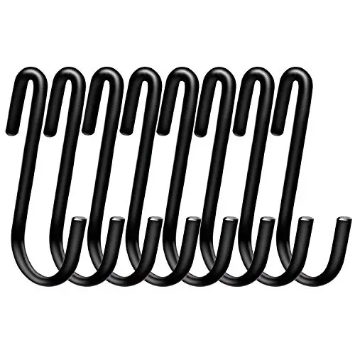 30 Pack Esfun Heavy Duty S Hooks Black S Shaped Hooks Hanging Hangers Pan Pot Holder Rack Hooks for Kitchenware Spoons Pans Pots Utensils Clothes Bags Towels Plants …