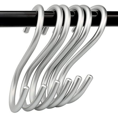 S-Shaped Hook for Closet Hooks, Bathroom Hooks, workshops and Other Heavy-Duty S-Shaped Hooks, Aluminum Alloy Metal Hooks, Length 105, Internal Opening 35, Diameter 6, mm (Solid) 6 Pieces