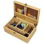 Helio Large Premium Bamboo Wooden Stash Boxes (11x7.5x4 in) for Discrete/Subtle Storage of Smoking Accessories Including lighters, Pipes, Grinders, etc. - Organized/Divided Chest