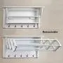 Danya B Accordion Clothes Drying Rack, Retractable, Wall Mounted Drying Rack, White - Perfect for The Laundry Room