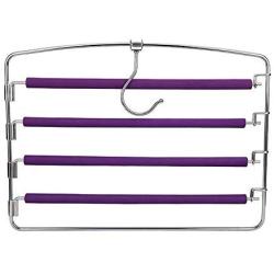 Standard Hangers Clothes Pants Pant Slack Hangers Swing Arm Hangers-Multi Layers Pants Hangers Closet Storage For Pants Jeans Scarf Hanging meeting the needs of normal use ( Color : Purple )