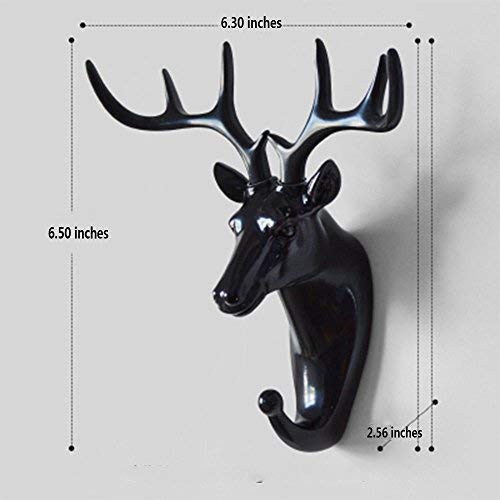 Creative Wall Decorations Animal Head Shaped Single Wall Hook / Hanger Resin Material for Hanging Clothes Coat Hats Keys Bags Purse Towels (Black Deer)