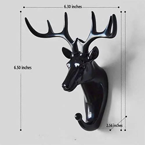Creative Wall Decorations Animal Head Shaped Single Wall Hook / Hanger Resin Material for Hanging Clothes Coat Hats Keys Bags Purse Towels (Black Deer) Creative Wall Decorations Animal Head Shaped Single Wall Hook / Hanger Resin Material for Hanging Clothes Coat Hats Keys Bags Purse Towels (Black Deer)