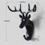 Creative Wall Decorations Animal Head Shaped Single Wall Hook / Hanger Resin Material for Hanging Clothes Coat Hats Keys Bags Purse Towels (Black Deer)