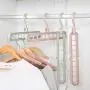 Minlop Magic Clothes Hanger Organizer, Rotate Anti-Skid Folding Hanger with Space Saving and Cascading Features, Pack of 5 Standard Hangers with 9 Holes for Drying and Storage, Random Colour