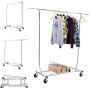 Wichai Shop 250lbs rack hanger rolling garment clothes heavy duty steel, chrome finish, single bar clothing adjustable collapsible portable commercial hanging US
