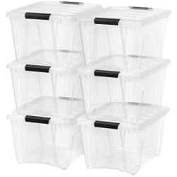 IRIS USA, Inc. TB-28 Stack & Pull Box, 31.75 Quart, Clear, 6 Pack