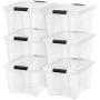 IRIS USA, Inc. TB-28 Stack & Pull Box, 31.75 Quart, Clear, 6 Pack