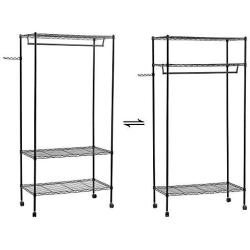 Qinhum 3-Tier Closet Organizer Metal Garment Rack Portable Clothes Hanger Home Shelf (Ship from US)
