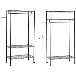 Qinhum 3-Tier Closet Organizer Metal Garment Rack Portable Clothes Hanger Home Shelf (Ship from US)