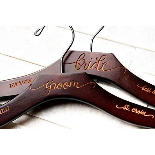 Personalized, Engraved Contour Wedding Hanger by Left Coast Original