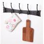 RTZEN Decorative Wrought Iron 5 Hooks Coat and Hat Rack | Wall Mount Entry Multi Hook Hanger | Black Clothes Holder | Handmade Décor