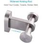 Double Robe Hook, Aomasi SUS304 Stainless Steel Dual Towel Coat Hook, Modern Utility Home storage Holder, Cloth Hanger for Bathroom Toilet Kitchen, Wall Mount, Brushed Nickel