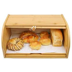 Bamboo Bread Boxes with Cutting Board,Kitchen Counter Storage Bins,Large Storage Container for Loaves,Pastries,Dinner Rolls,Donut and Croissant