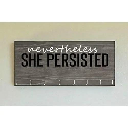 Race Medal Holder/Running Medal Hanger NEVERTHELESS SHE PERSISTED- Wood Wall Mounted Medal Organizer. CUSTOMIZATION Available Race Medal Holder/Running Medal Hanger NEVERTHELESS SHE PERSISTED- Wood Wall Mounted Medal Organizer. CUSTOMIZATION Available