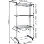 AlwaysPrekit 3-Layer Rolling Clothes Drying Rack Folding Laundry Dryer Hanger with Foldable Wings Shape Indoor Outdoor Grey