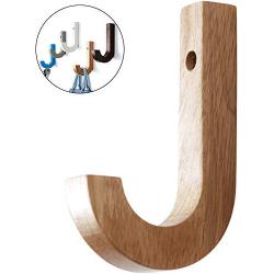 WINGOFFLY Decorative Wooden Hanging Coat Hat Hooks Modern Clothes Wall-Mounted Hanger Rack for Room Decor, Nature