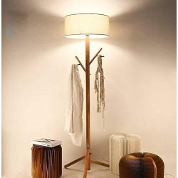 XIN Home Floor Lamp, Floor-Standing Reading Led, Nordic Simple Wooden Hanger Living Room Bedroom Den Creative Floor-Lamp Eye Protection Vertical Table Lamp