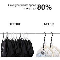 HOUSE DAY Black Magic Hangers Space Saving Clothes Hangers Organizer Smart Closet Space Saver Pack of 16 with Sturdy Plastic for Heavy Clothes (Renewed)