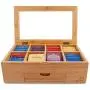 Ecbanli Bamboo Tea Boxes with Small Drawer, Taller Size Tea Bag Storage Organizer, Free Tea Squeezer Included Ecbanli Bamboo Tea Boxes with Small Drawer, Taller Size Tea Bag Storage Organizer, Free Tea Squeezer Included