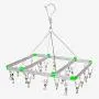 Lecent@Rectangle Windproof Stainless Steel Laundry Drying Rack Hanger with 24/28 Clips For Drying Socks, Kids Clothes, Bra, Towel, Underwear, Hat, Scarf, Pants, Gloves (28 clips)