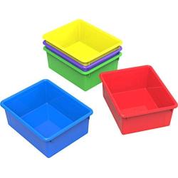 Storex Storage Tray, Letter Size, 10 x 13 x 5 Inches, Assorted Colors, 5-Pack (62530U05C)