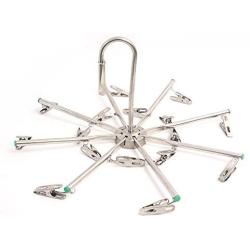 Aligle Stainless Steel Foldable Portable 16 Clip Drying Hanger Travel Clothes Hanger Drying Rack Hook multi-function Drip Hanger for Sock Towel Bra Hat Rack Scarf