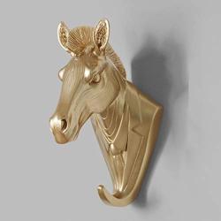 Ass Three-Color Horse Head Style Coat Rack,Personality Wall Decoration Resin Hanger,Clothes/Coat/hat/Multifunctional Wall Mount (Color : Gold)