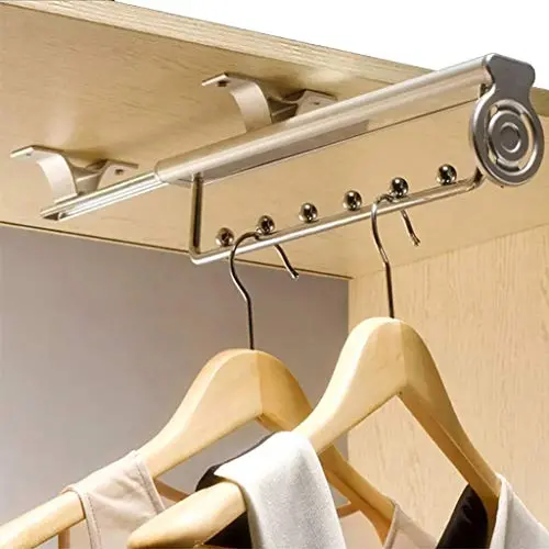 Extendable Wardrobe Clothes Hanger Rail Pull Out Clothes Storage Rod for Wardrobe Depth of 9.6/12/14/17.7inches (Size : 355mm/14inch) Extendable Wardrobe Clothes Hanger Rail Pull Out Clothes Storage Rod for Wardrobe Depth of 9.6/12/14/17.7inches (Size : 355mm/14inch)