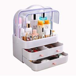 FAZHEN dust-Proof Makeup Organizer, Cosmetic and Jewelry Storage with Dustproof Lid, Display Boxes with Drawers for Vanity, Skin Care Products Rack Dressing Table Desktop Finishing Boxes (L)