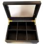 Wooden Tea Boxes Organizer Storage Chest - Matte Black With Removable Compartments