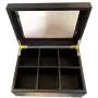Wooden Tea Boxes Organizer Storage Chest - Matte Black With Removable Compartments