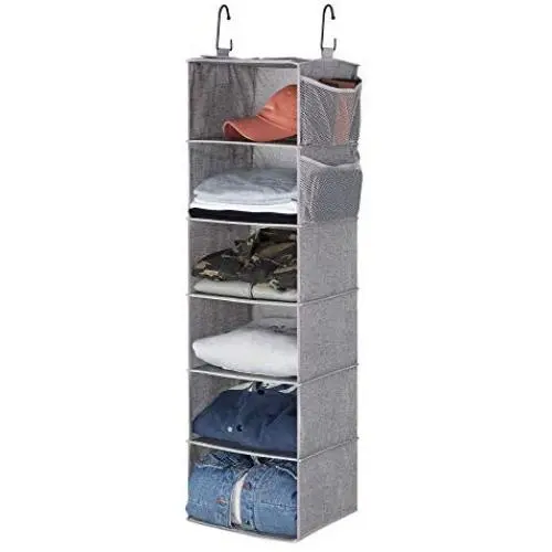 StorageWorks Hanging Closet Organizer, 6-Shelf Dorm Room Closet Organizers and Storage, Gray, 42”H x 12”W x 12”D StorageWorks Hanging Closet Organizer, 6-Shelf Dorm Room Closet Organizers and Storage, Gray, 42”H x 12”W x 12”D