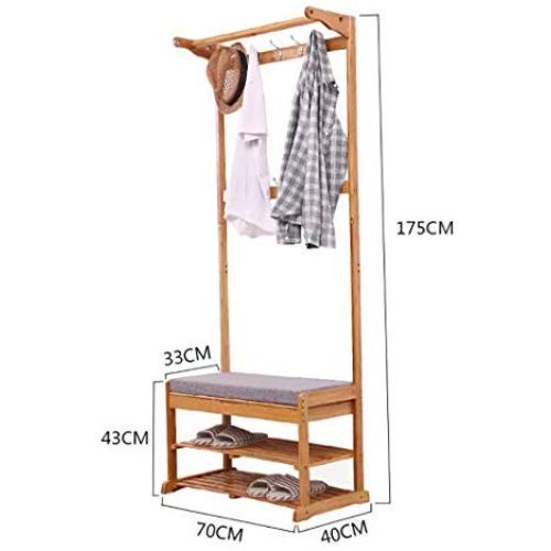 YWYMJ Coat Racks Hanger Bamboo Clothing Rack Clothes Hanger Pants Rack 3 Layer 5 Hook Shoe Rack 7040175cm (Color : B)