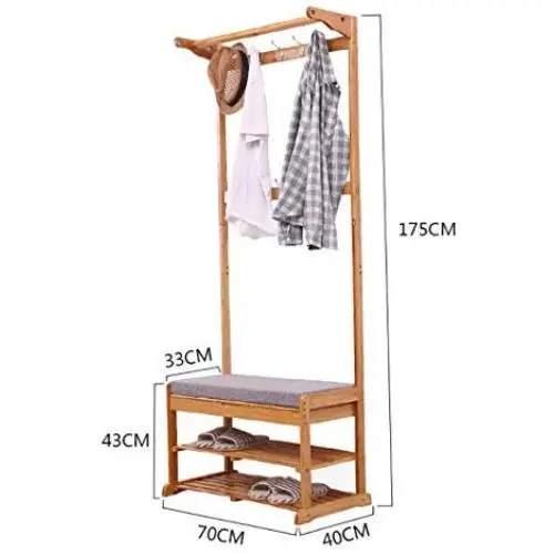 YWYMJ Coat Racks Hanger Bamboo Clothing Rack Clothes Hanger Pants Rack 3 Layer 5 Hook Shoe Rack 7040175cm (Color : B)