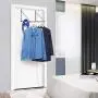 Simple Trending Over The Door Closet Rod Hanger with Door Hook, Clothes Garment Organizer Rack for Hanging Clothes, Metal, Silver