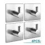 Adhesive Wall Hooks,4 Pack of Stainless Steel 3M Removable Wall Stick Hangers Adhesive Wall Hooks,4 Pack of Stainless Steel 3M Removable Wall Stick Hangers