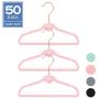 AINARE 50pcs Baby Cascading Velvet Hangers,Kids Hangers Cascade,Plastic Hangers,Non Slip Hangers Cascading Hooks,Suit Hangers,Cascade Hooks,Rose Gold Velvet Hangers,Copper Hangers (Pink)