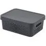 EZOWare Medium Gray Plastic Bubble Shelf Stackable Storage Organizer Basket with Lid Perfect for Storing Household Items