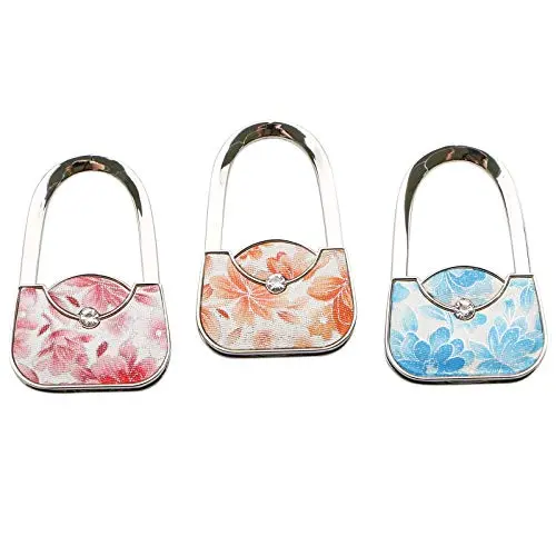WSSROGY 3Pcs Handbag Shape Design Handbag Foldable Purse Hanger Hook for Table WSSROGY 3Pcs Handbag Shape Design Handbag Foldable Purse Hanger Hook for Table