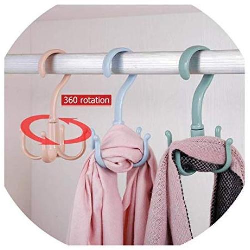 1pcs 360 Degrees Rotated 4 Hooks Plastic Clothes Ties Bag Holder Shelf Hanger Hanging Rack Storage Organizer Scarf Hanger Hook